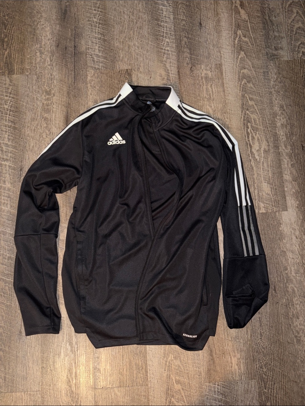 adidas Black Performance Track Jacket with White Stripe Details